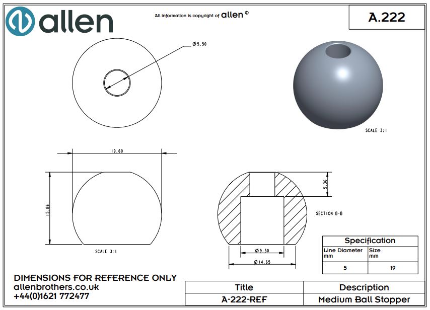 Stopper Knob 5mm - Black