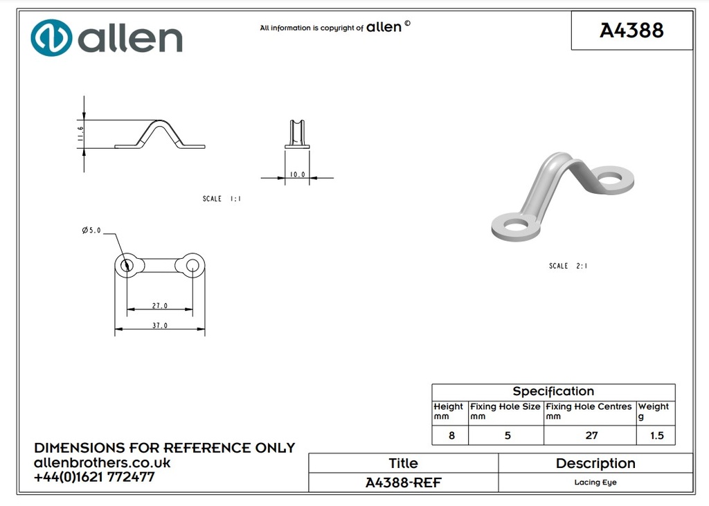 Pontet en acier inoxydable pour Cam Cleat - petit