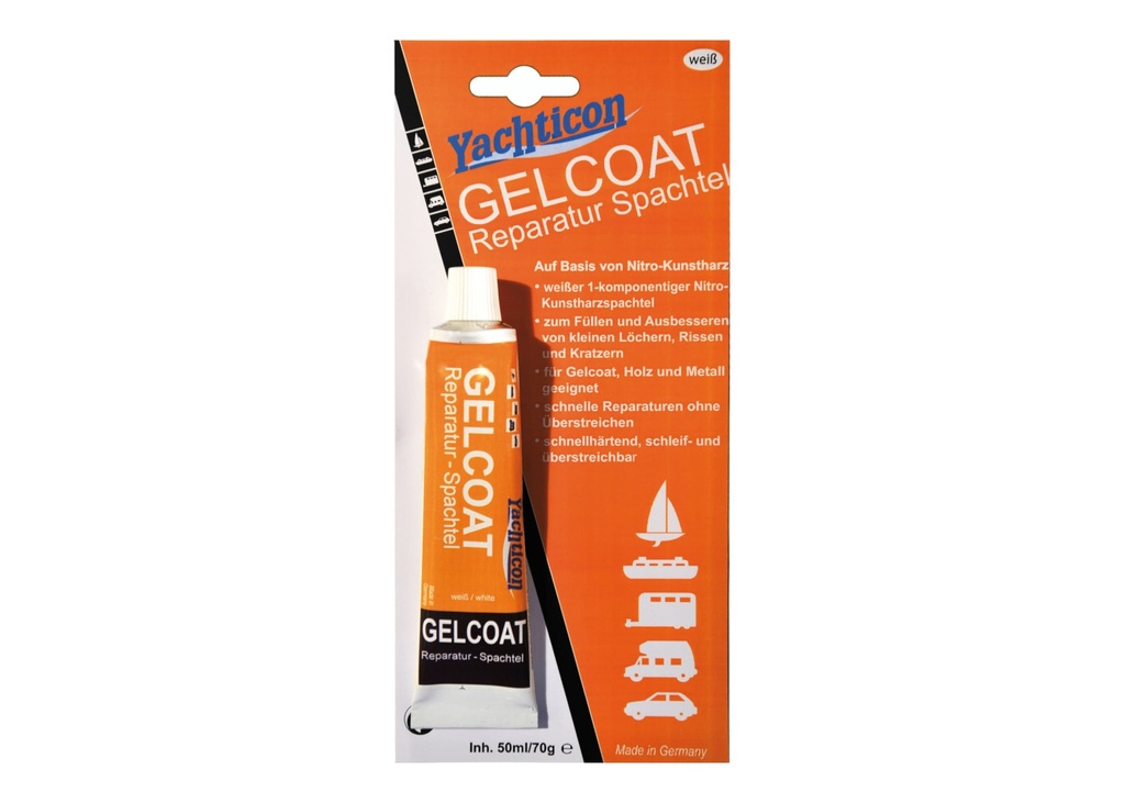 Gelcoat pour réparations, 1 composant, blanc, 70 gr