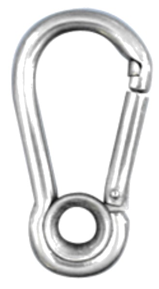 Carbine hook stainless steel with eye 40mm