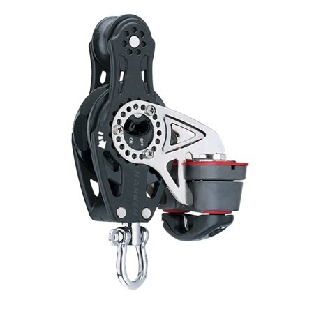 Block single Carbo Ratchet fiddle with swivel and cleat 57mm