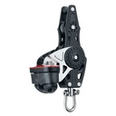 Block single Carbo fiddle with swivel, becket and cleat 75mm
