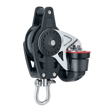 Block single Carbo with swivel, becket and cleat 40mm