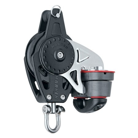 Block single Carbo with swivel, becket and cleat 57mm