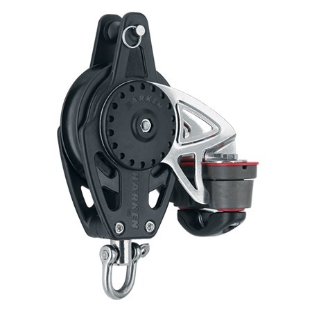 Block single Carbo with swivel, becket and cleat 75mm