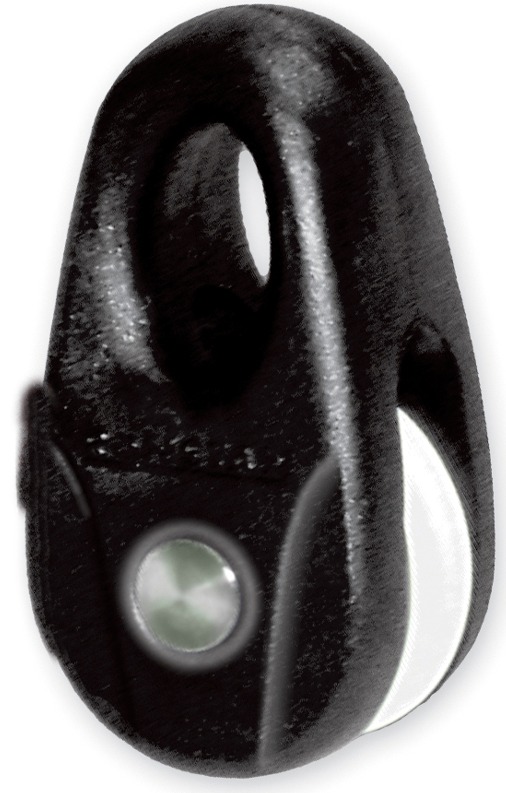Poulie simple Mini en nylon, réa en acétal 15mm noir, la paire
