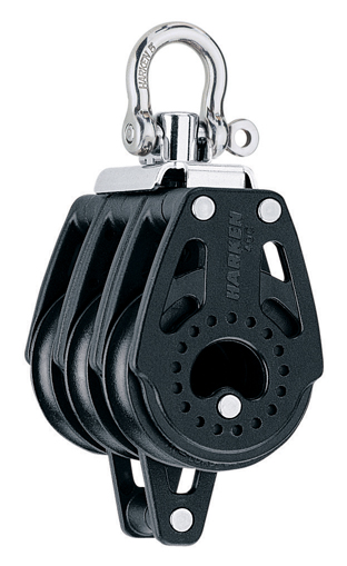 Block dreivach Carbo mit Wirbelschäkel und Bügel 40mm
