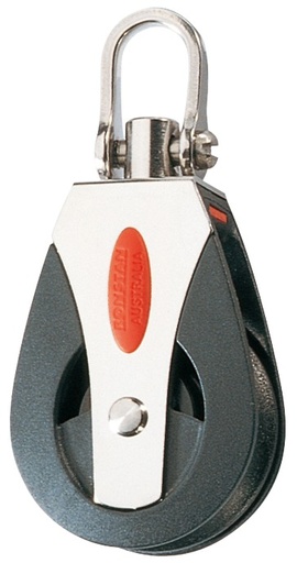 [RF40100] Poulie simple à roulement manille sur émerillon blocable en ligne ou en travers 40mm
